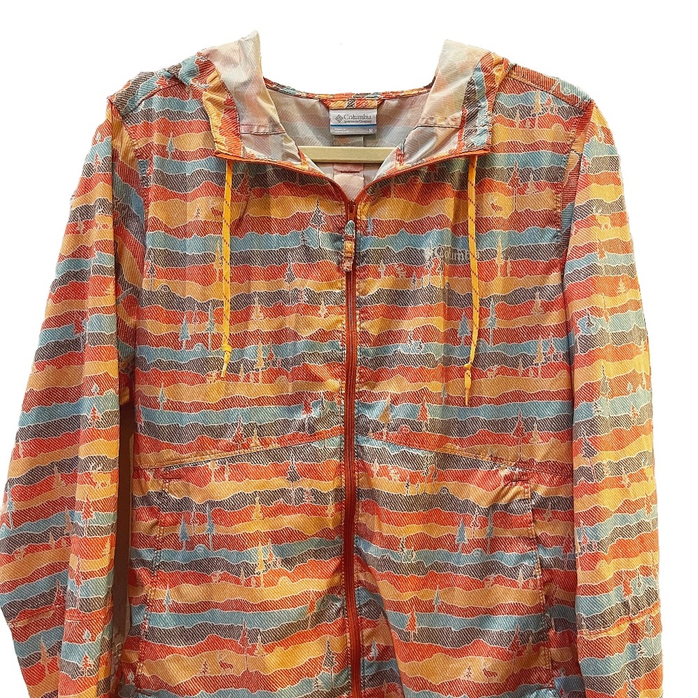 Columbia Windbreaker Jacket Orange & Blue - M